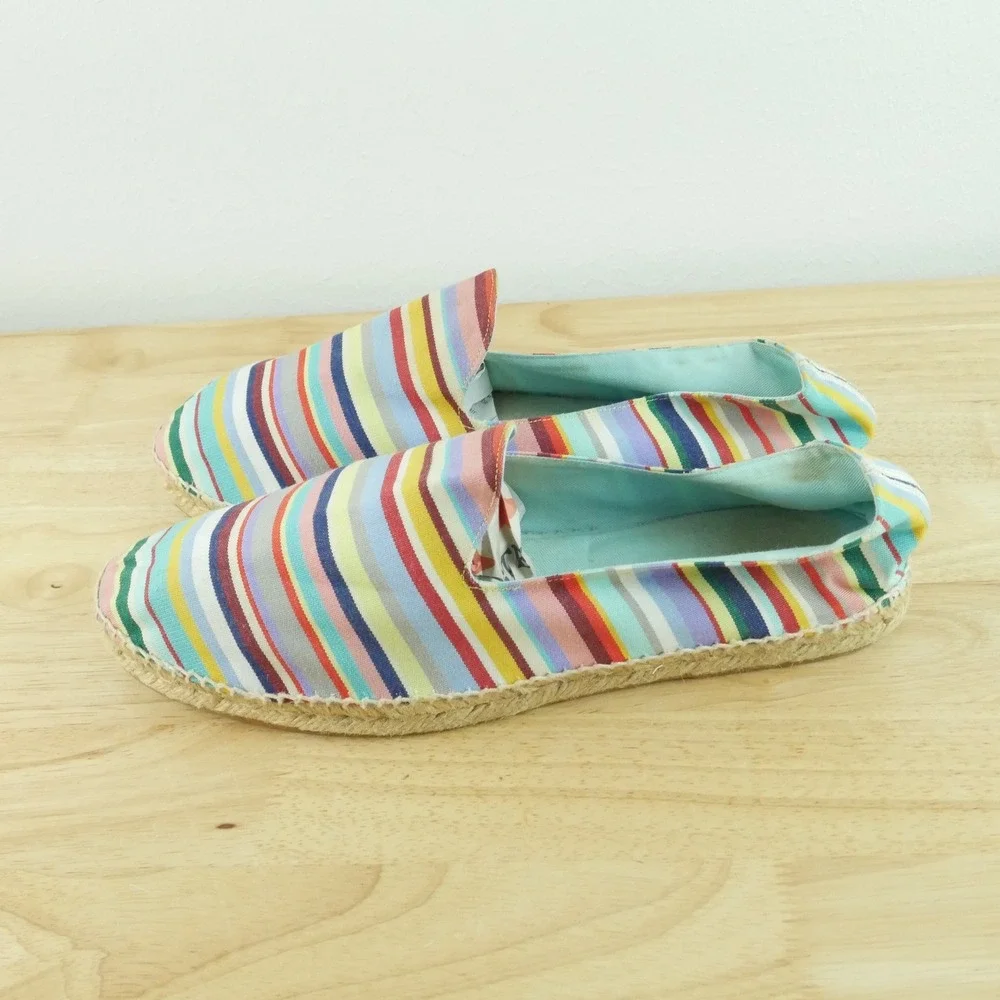 Stubbs & Wootton Mens Multi Color Striped Canvas Espadrilles Loafers 12 46